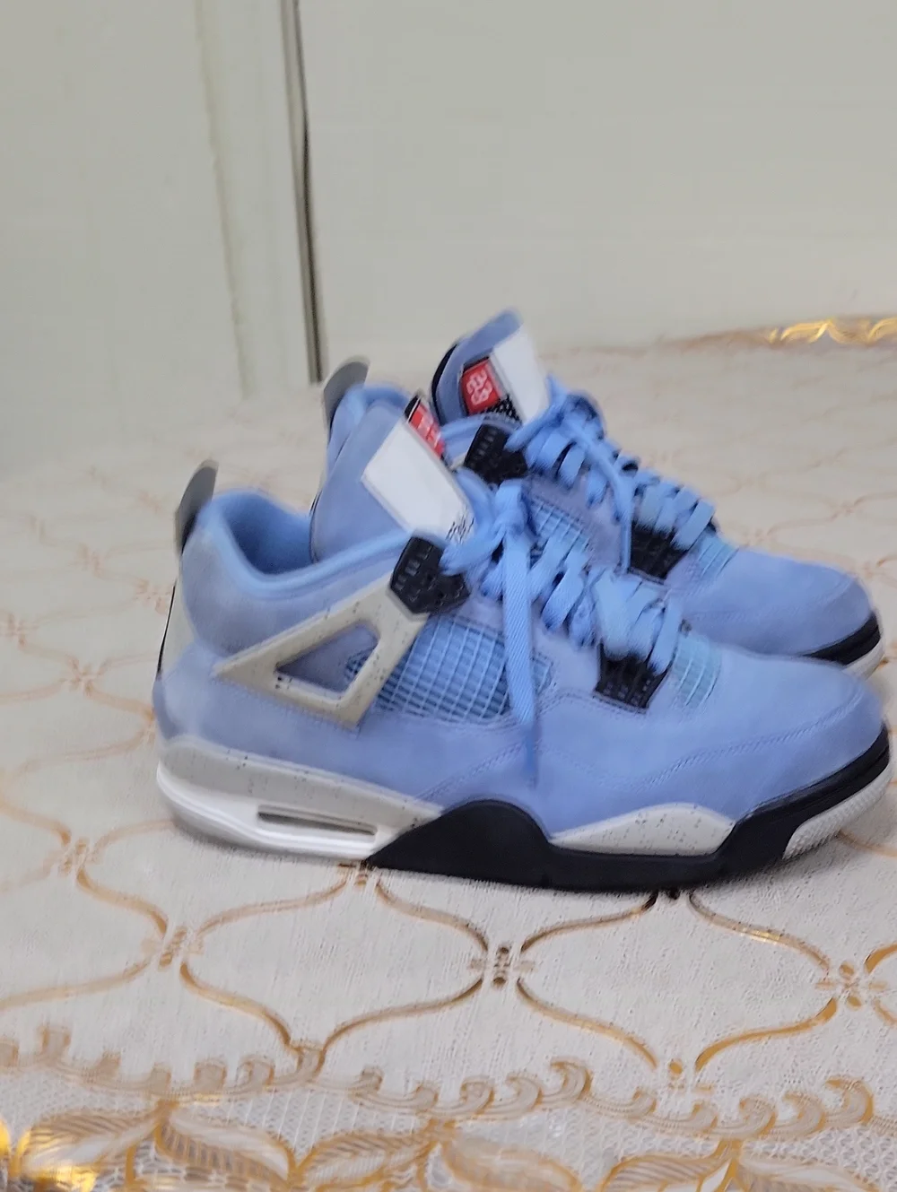 Jordan Men's Light Blue and Black Retro Basketball Sneakers